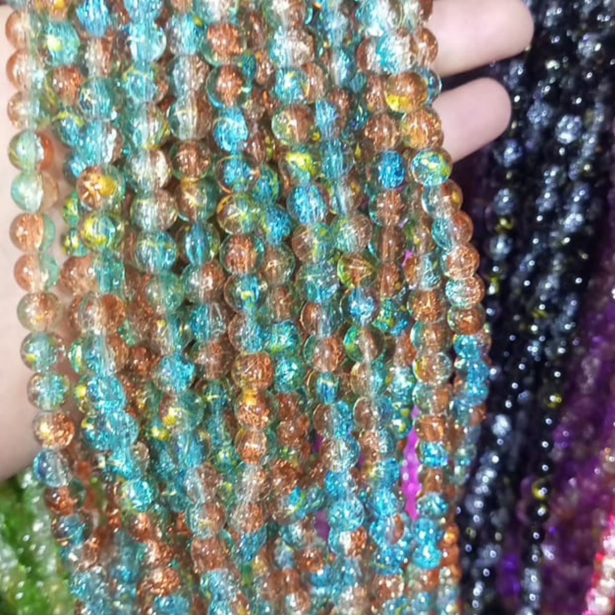 2 Tone Dew Drop Crystal Beads – 8mm | 80-90pc String