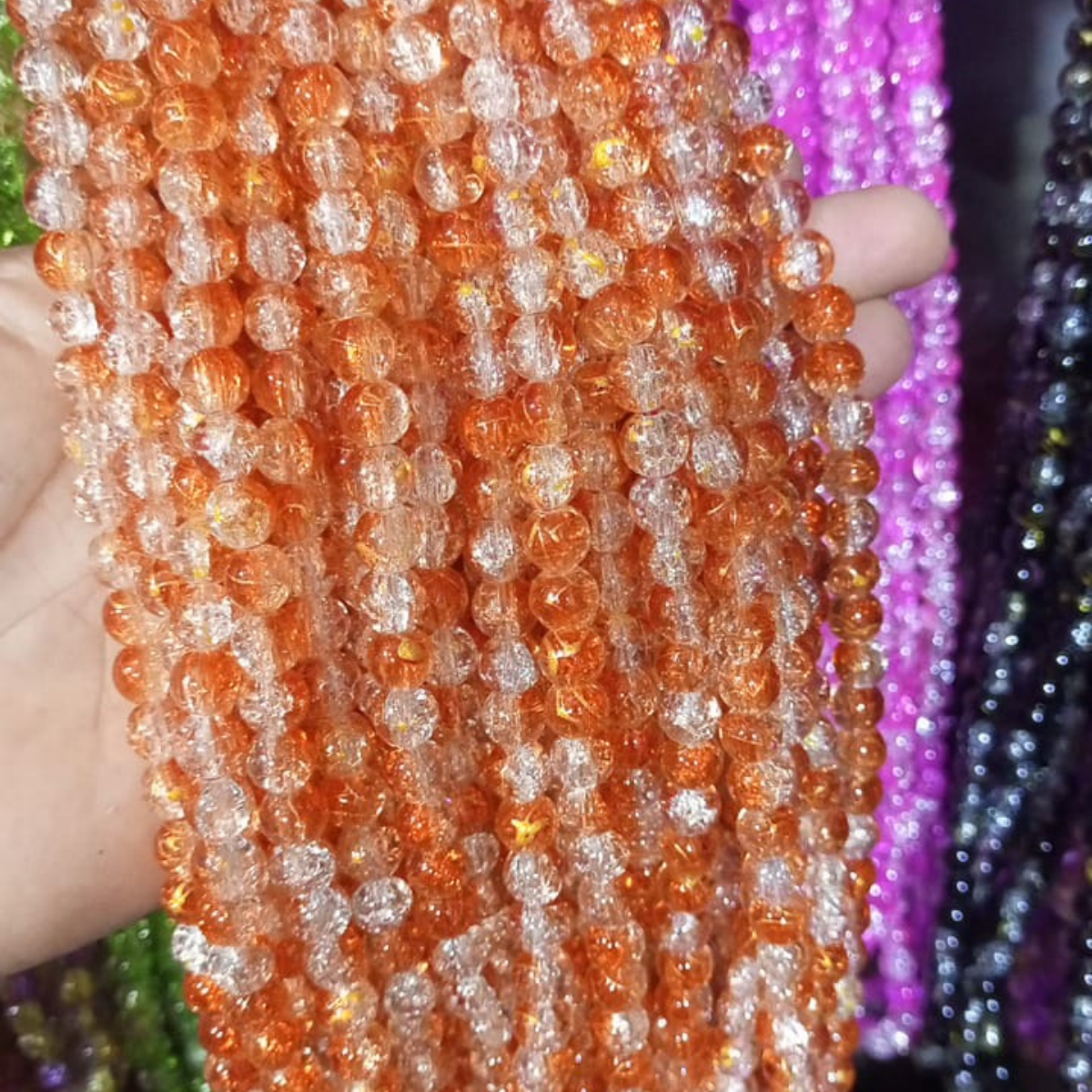 2 Tone Dew Drop Crystal Beads – 8mm | 80-90pc String