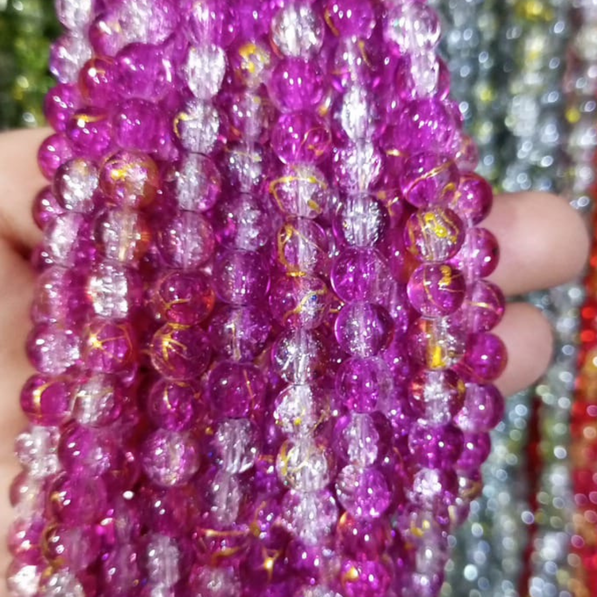 2 Tone Dew Drop Crystal Beads – 8mm | 80-90pc String