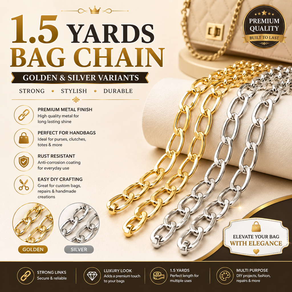 1.5 Yards Bag Chain Golden and Silver
