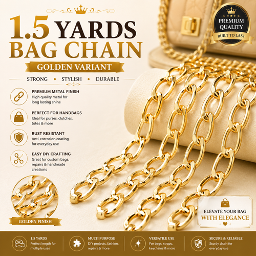 1.5 Yards Bag Chain Golden and Silver