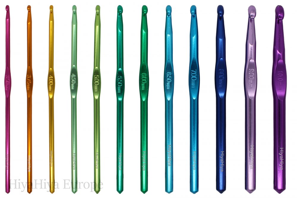 Aluminium Crochet Hook Set – 14 Sizes (2mm–14mm) Multicolor