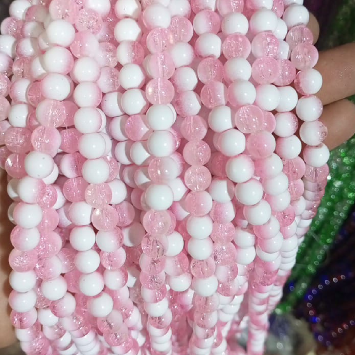 8mm Multi-Color Glossy Beads (80–90 Pieces)