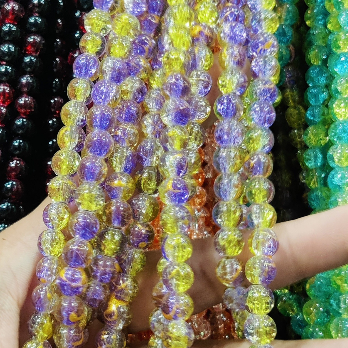Multi Shade Crystal Beads – 8mm | 80-90pcs String