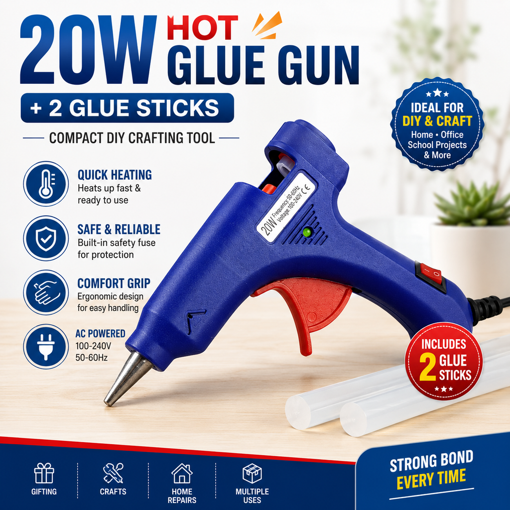 20W Hot Glue Gun + 2 Glue Sticks