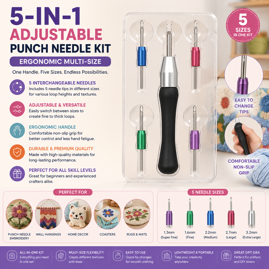 5-in-1 Adjustable Punch Needle Kit