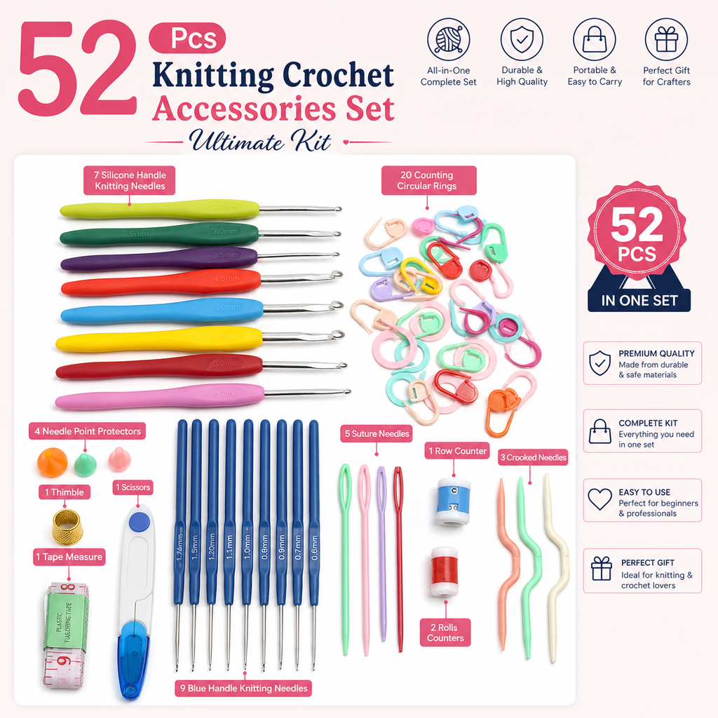 52 Pcs Knitting Crochet Accessories Set