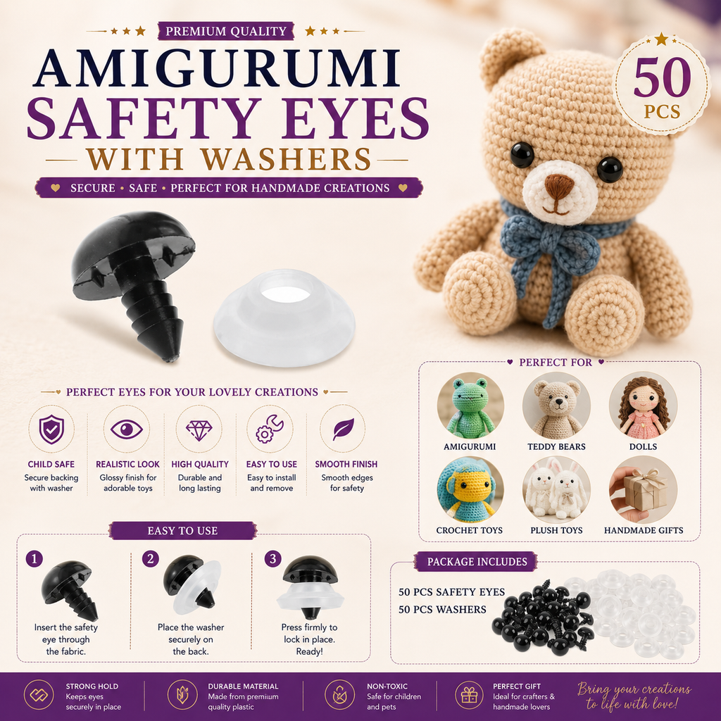 Amigurumi Safety Eyes with Washers (50pcs)