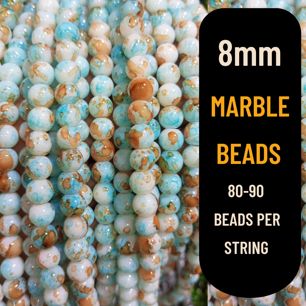 8mm Marble Beads (80-90pcs) | Premium Quality