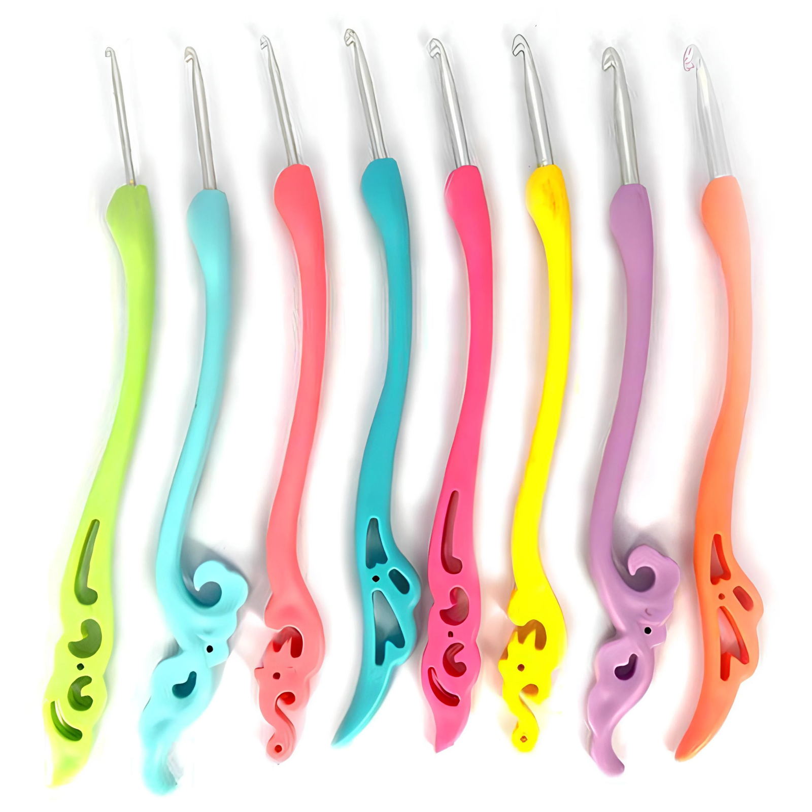 Colourful ergonomic crochet hooks