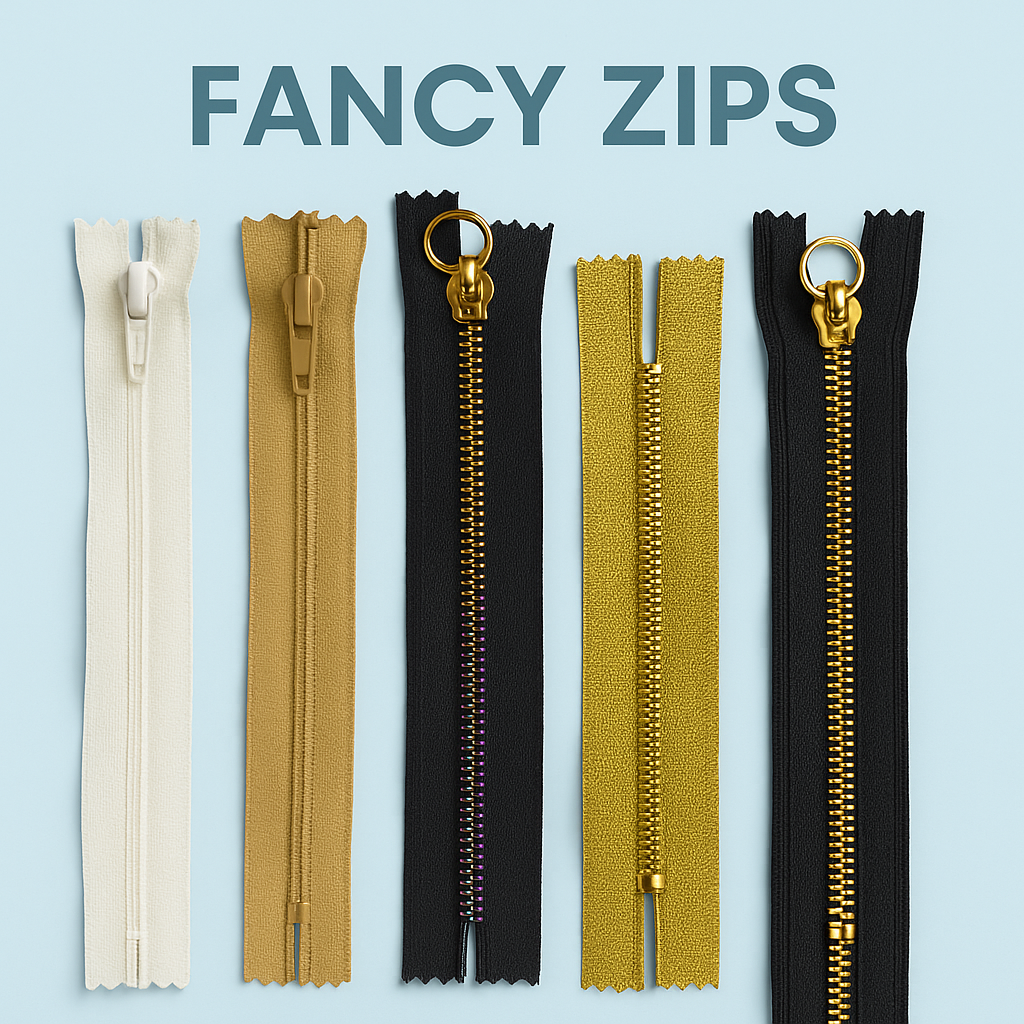 Fancy Decorative Zippers for Sewing & Crafting