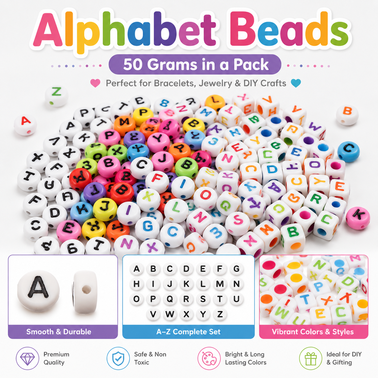 Alphabet Beads for Bracelets