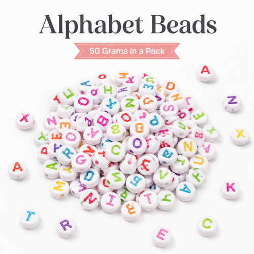 White round multicolor letter beads