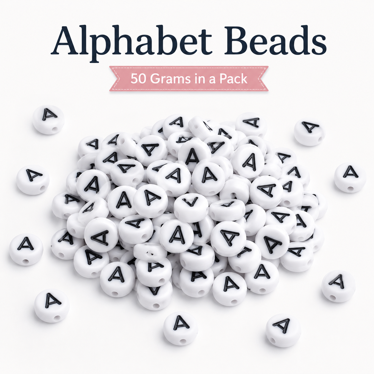 Only A beads black letters