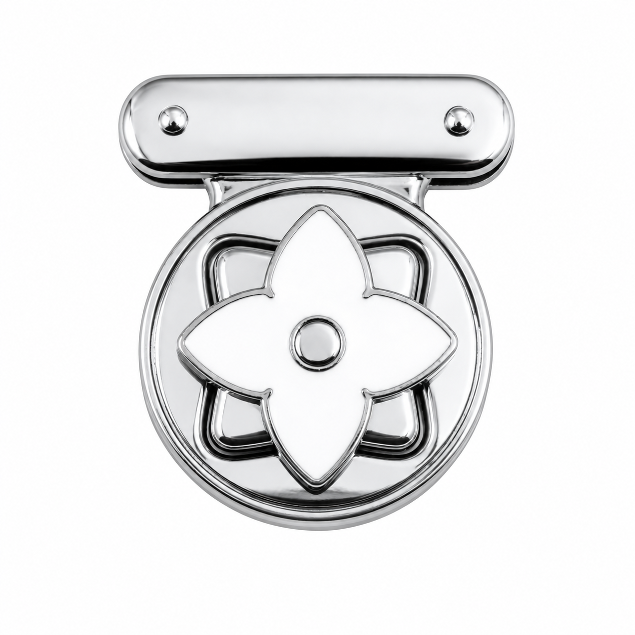 Floral Round Lock Silver