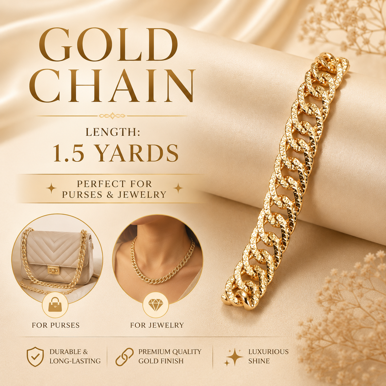Gold Chain for Purses & Jewelry