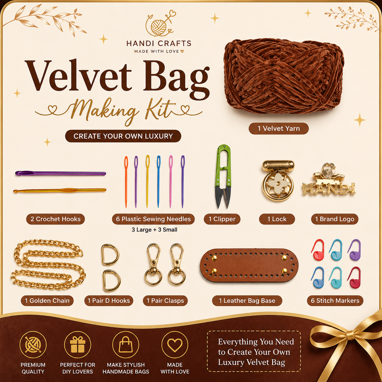 Brown velvet bag kit
