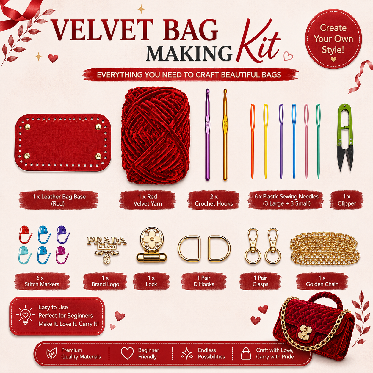 Red velvet bag kit
