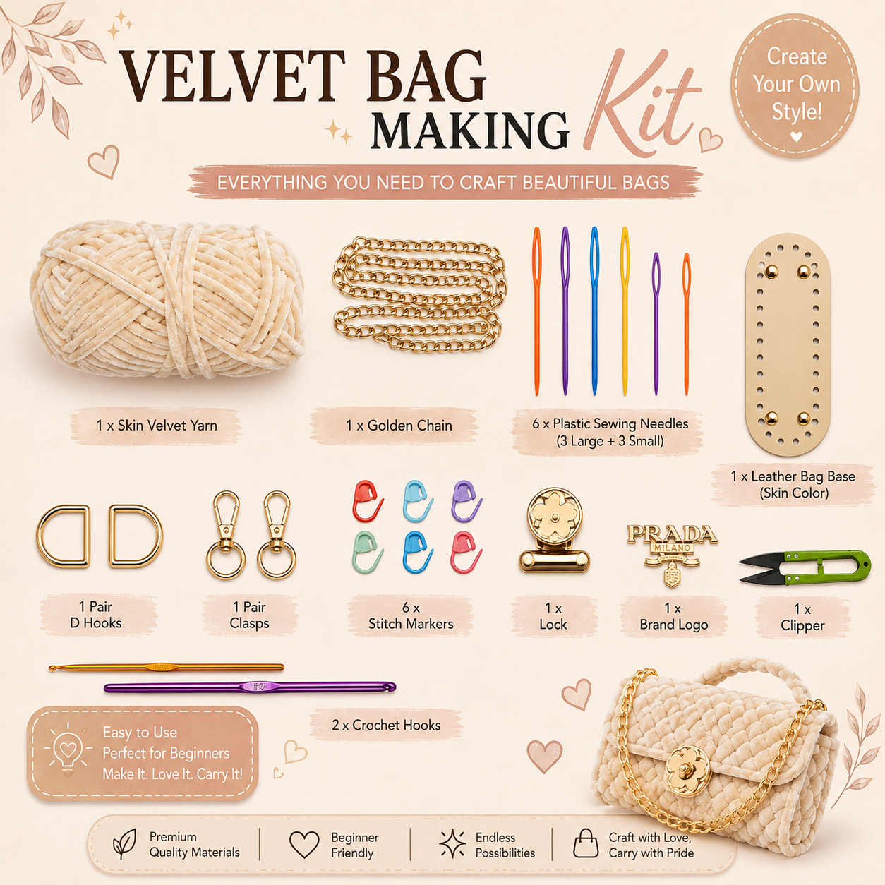 Skin velvet bag kit