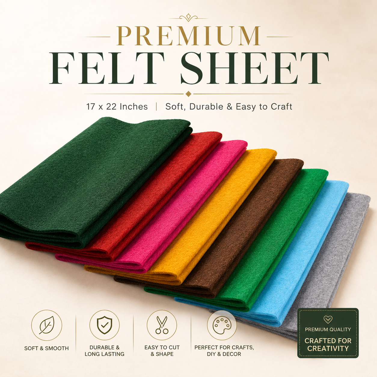Premium Felt Sheet (17x22 Inches)