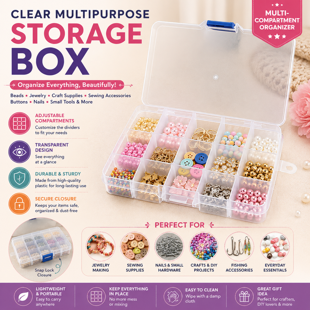 Clear Multipurpose Storage Box with Dividers