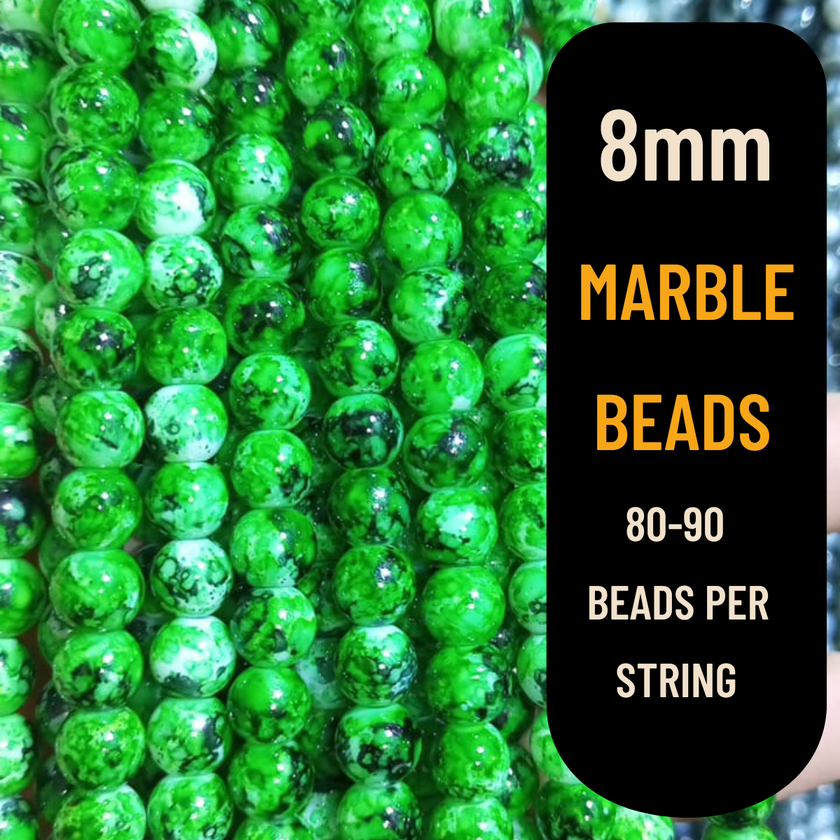 8mm Marble Beads (80-90pcs) | Premium Quality