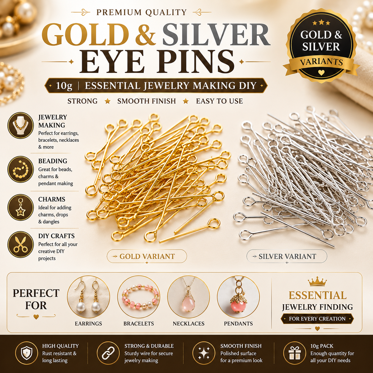 Gold & Silver Eye Pins (10g)