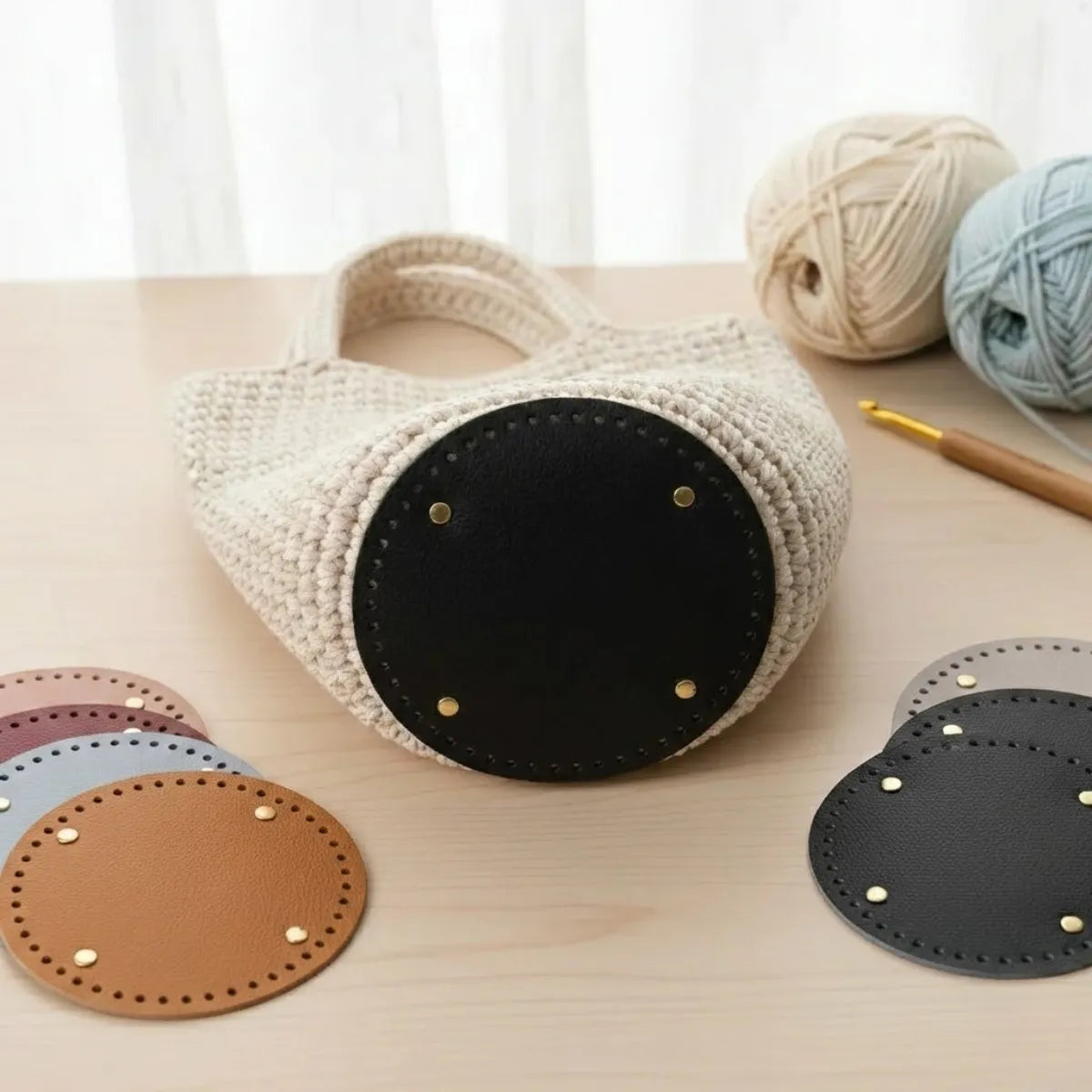 Premium Leather Bag Base Round Shaper | DIY Crochet Knit
