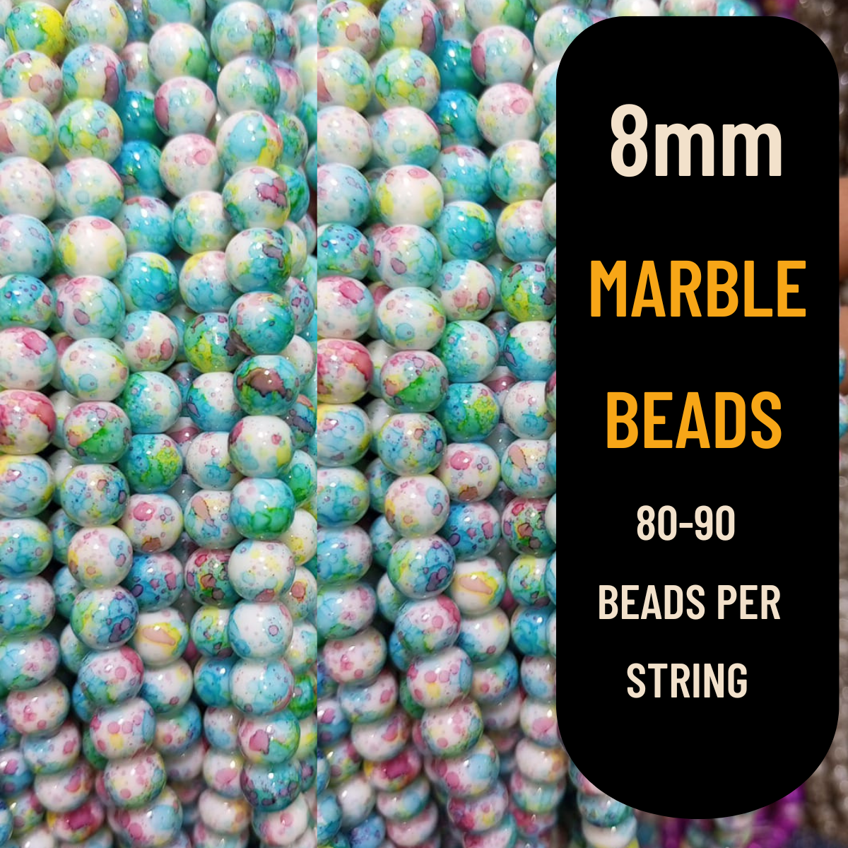 8mm Marble Beads (80-90pcs) | Premium Quality
