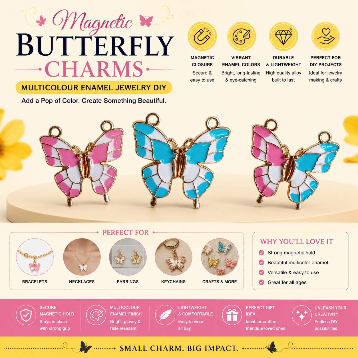 Magnetic Butterfly Charms