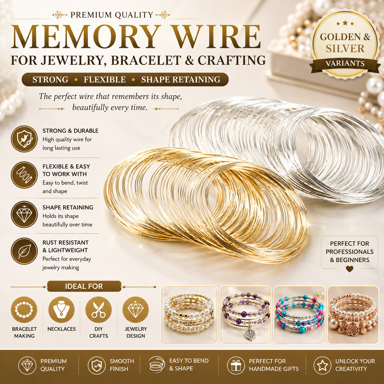 Memory Wire for Jewelry, Bracelet & Crafting