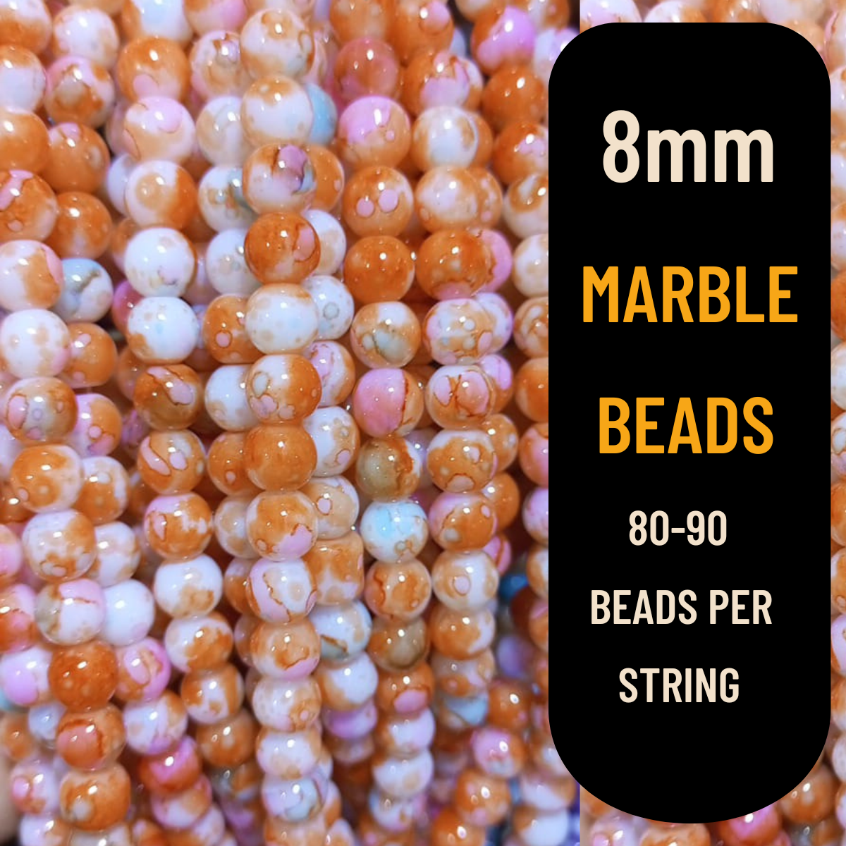 8mm Marble Beads (80-90pcs) | Premium Quality