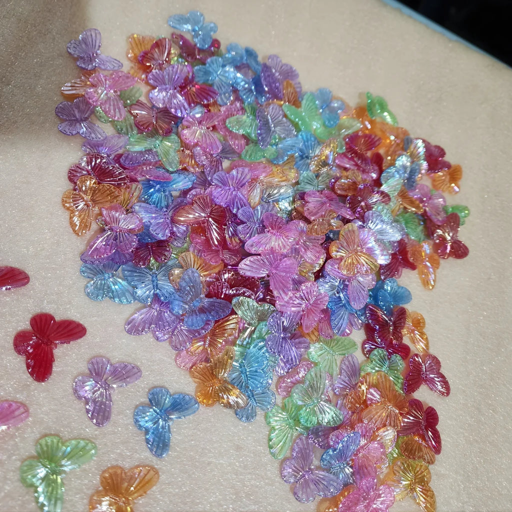 Multi Acrylic Butterfly Beads (10pcs) | Vibrant & Lightweight