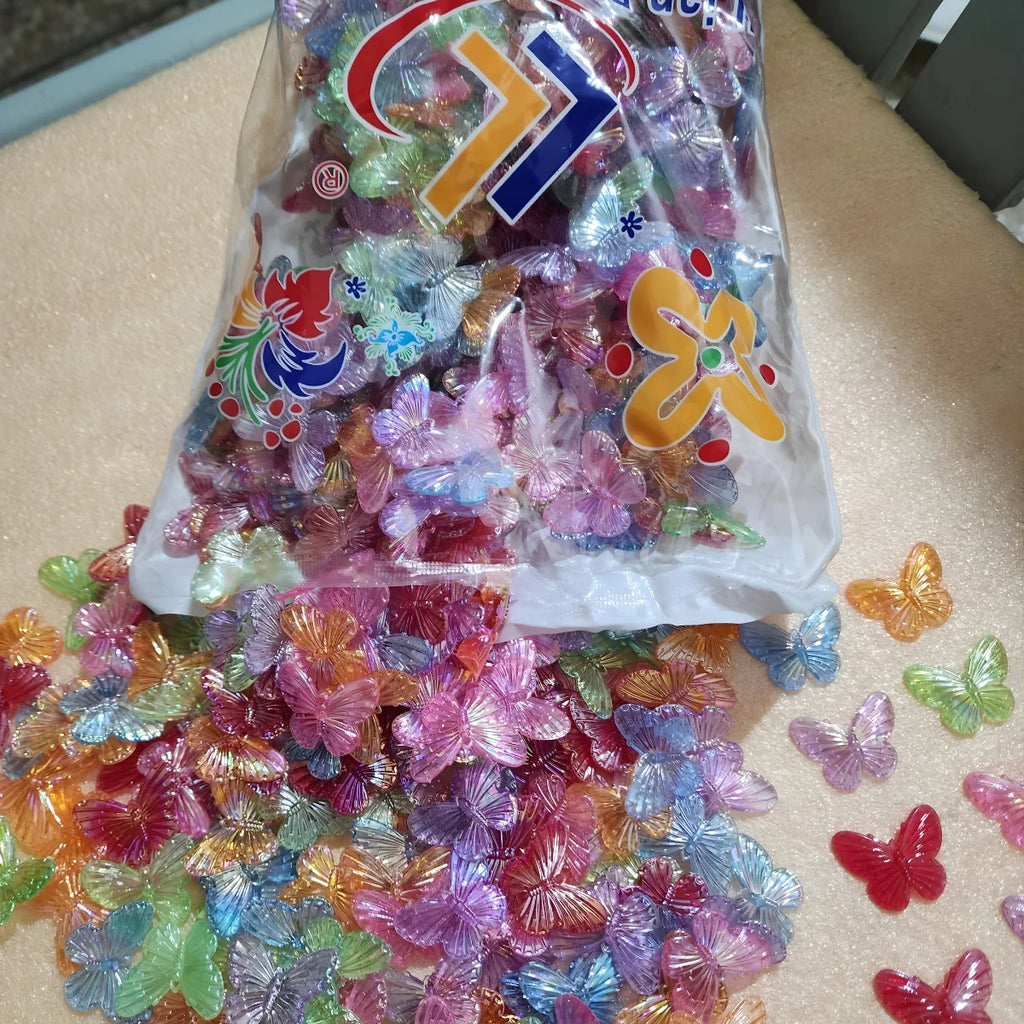 Multi Acrylic Butterfly Beads (10pcs) | Vibrant & Lightweight