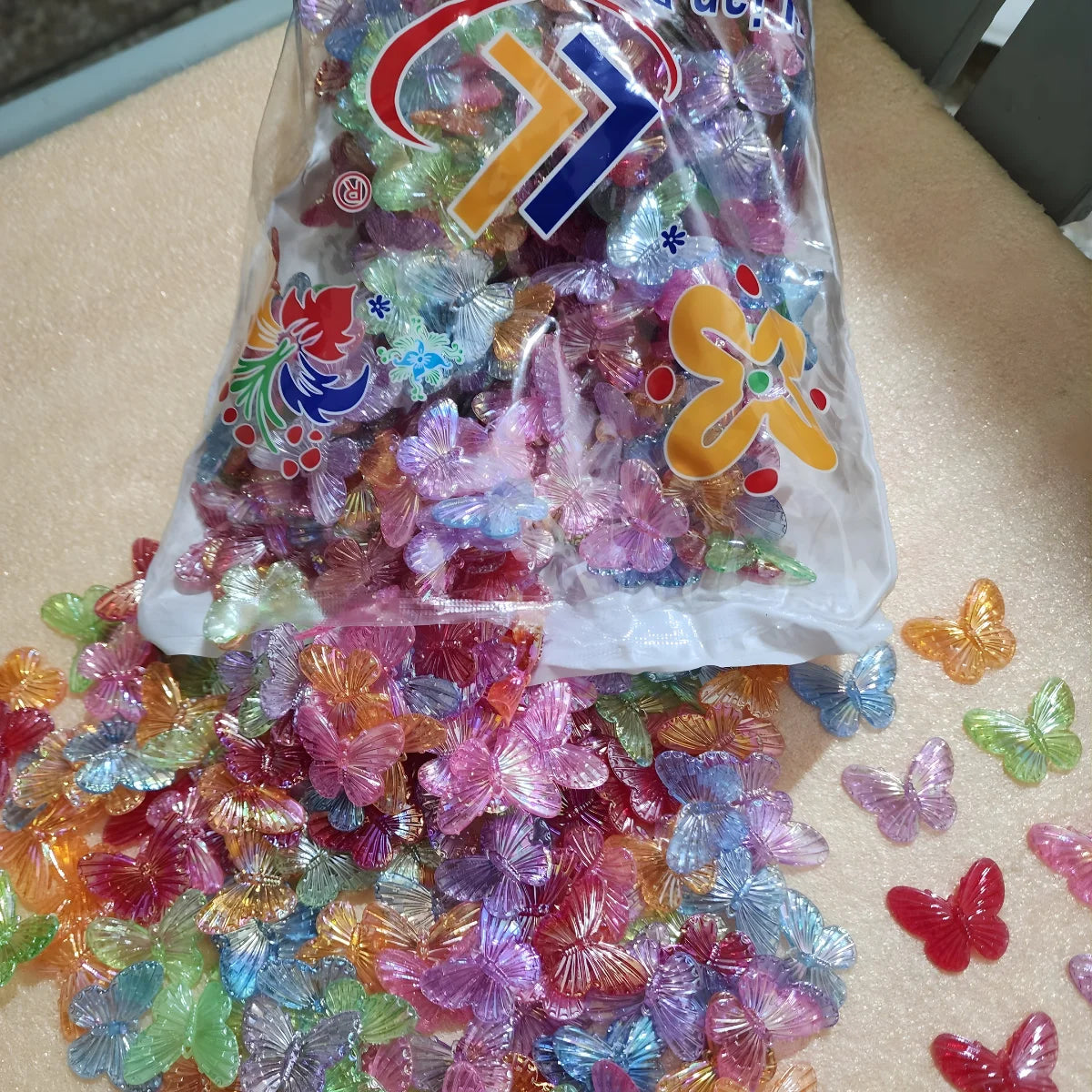 Multi Acrylic Butterfly Beads (10pcs) | Vibrant & Lightweight