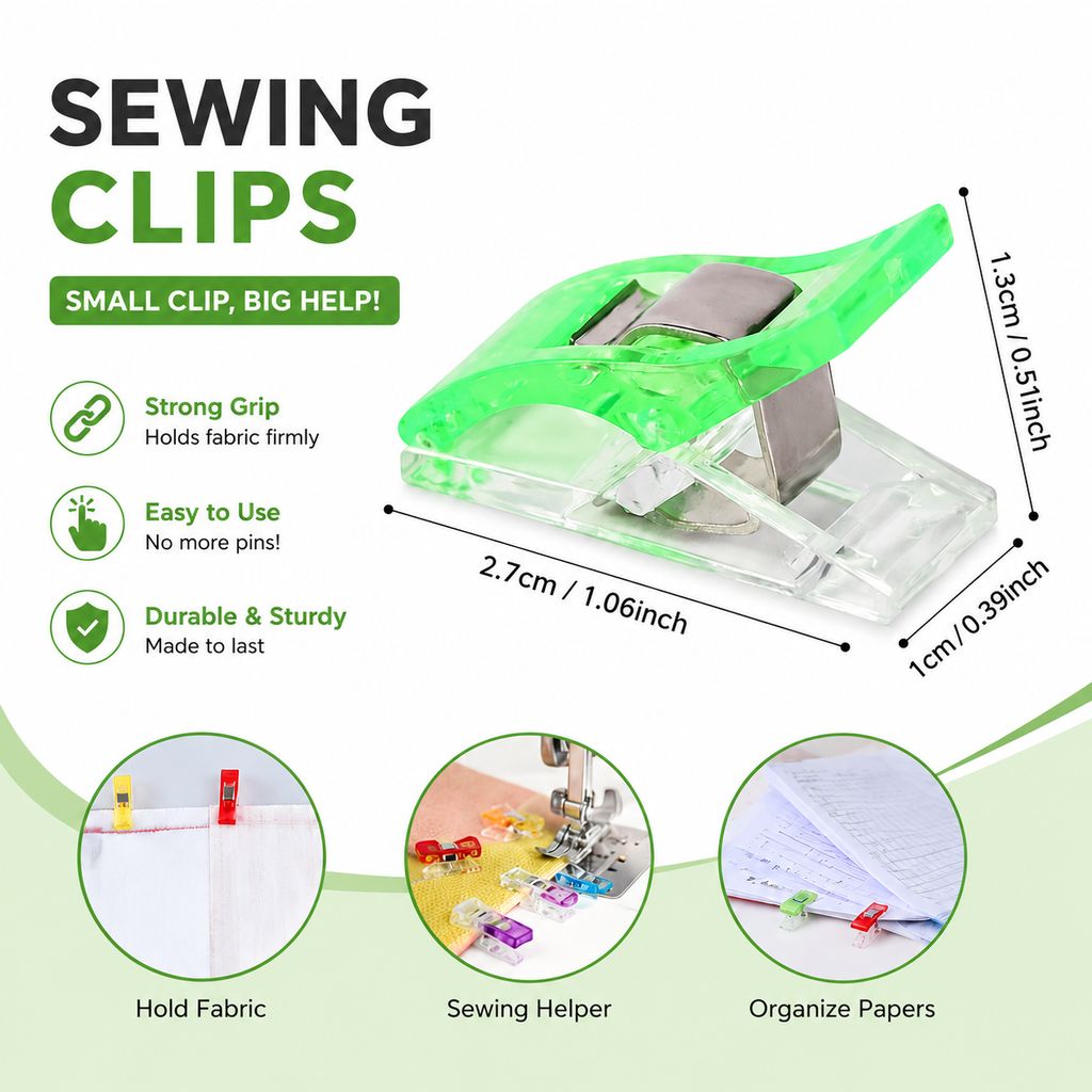 Multi-Color Fabric Wonder Clips for Sewing and Quilting