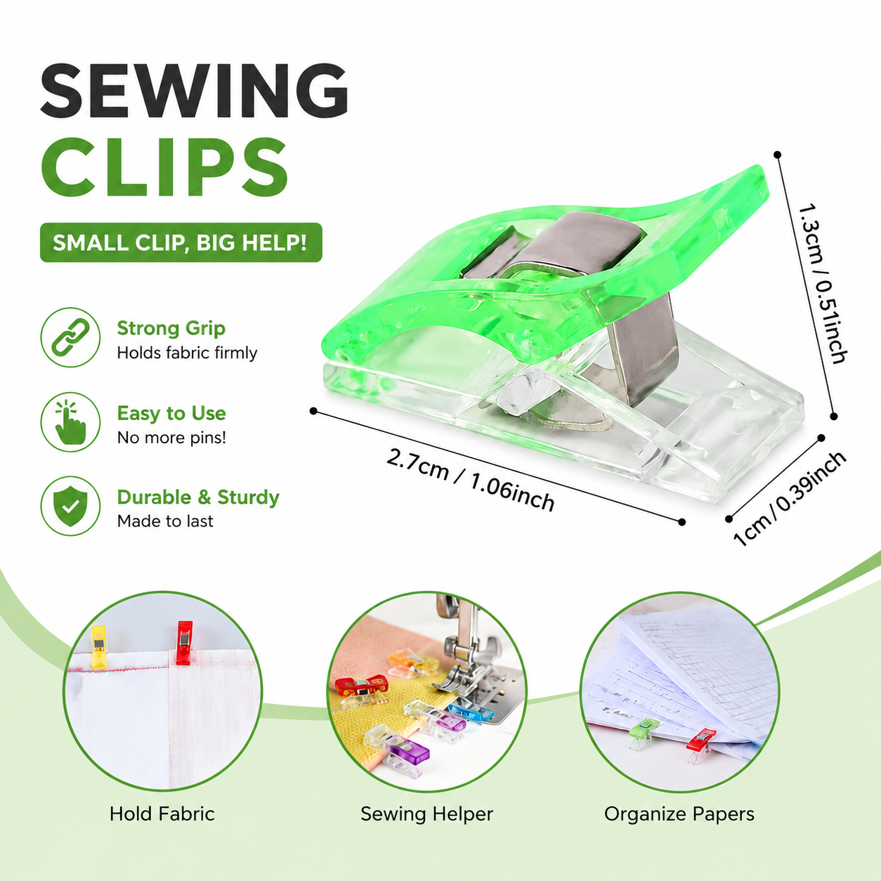 Multi-Color Fabric Wonder Clips for Sewing and Quilting
