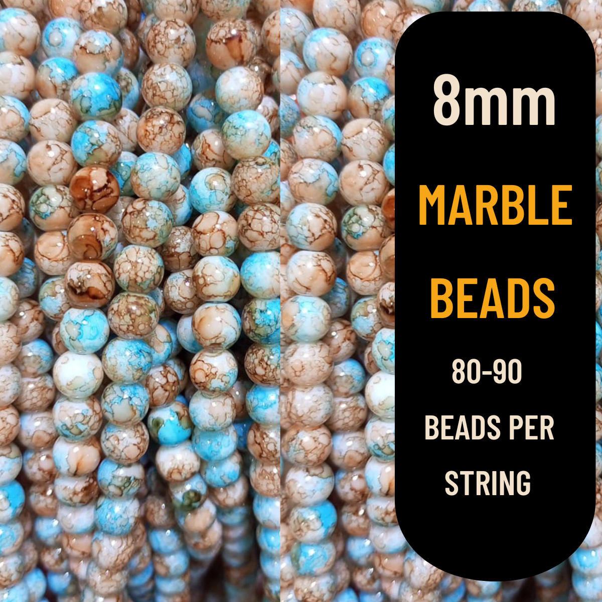 8mm Marble Beads (80-90pcs) | Premium Quality
