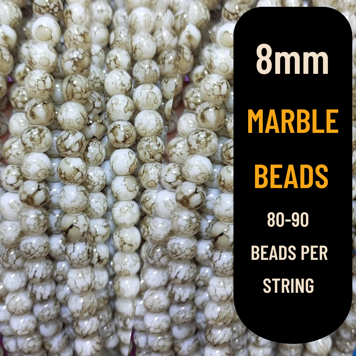 8mm Marble Beads (80-90pcs) | Premium Quality