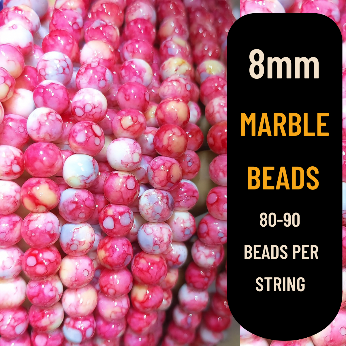 8mm Marble Beads (80-90pcs) | Premium Quality