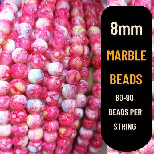 8mm Marble Beads (80-90pcs) | Premium Quality
