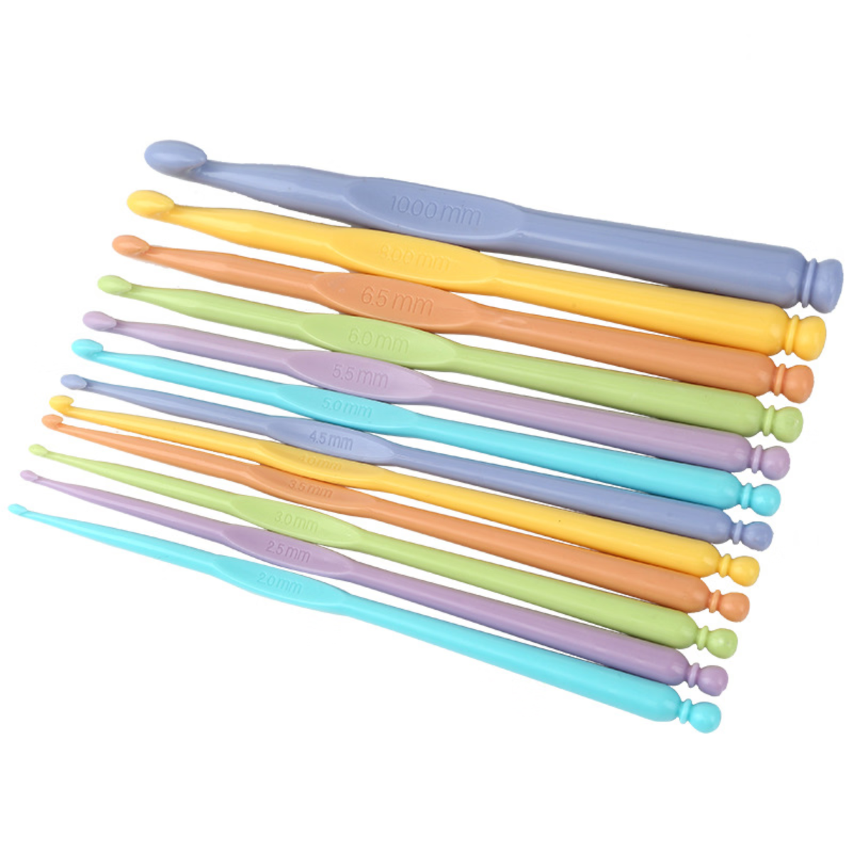 Multicolor Plastic Crochet Hooks | Individual Sizes 2-10mm