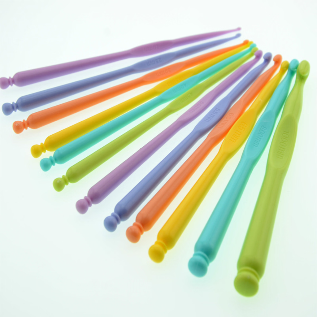 Multicolor Plastic Crochet Hooks | Individual Sizes 2-10mm