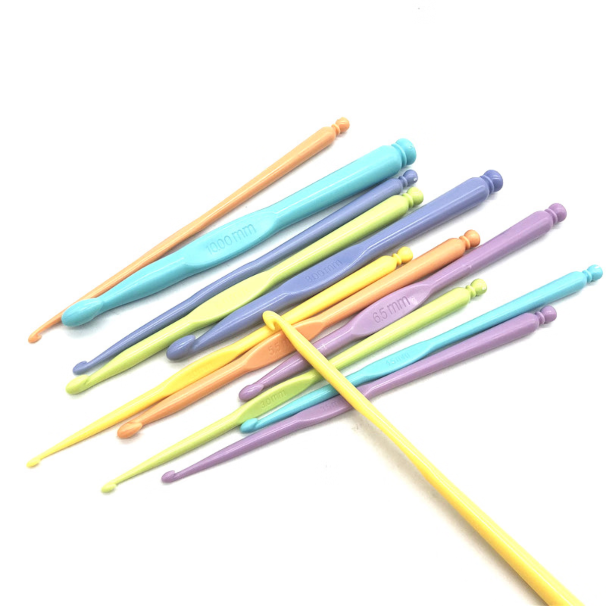 Multicolor Plastic Crochet Hooks | Individual Sizes 2-10mm