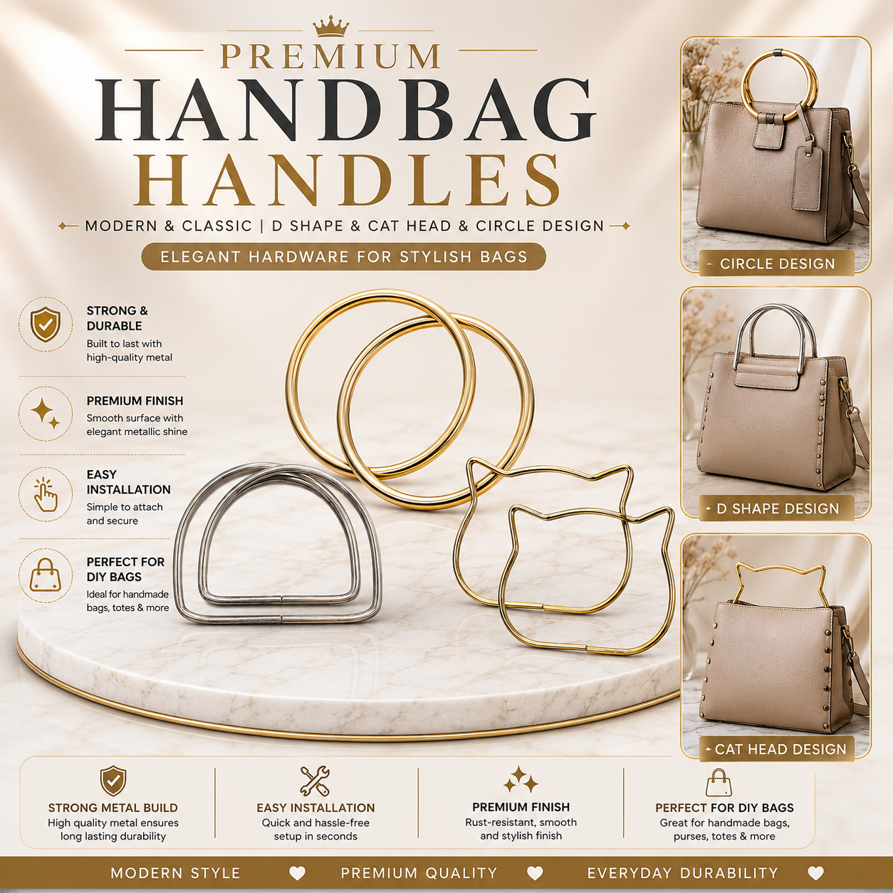 Premium Handbag Handles Modern & Classic