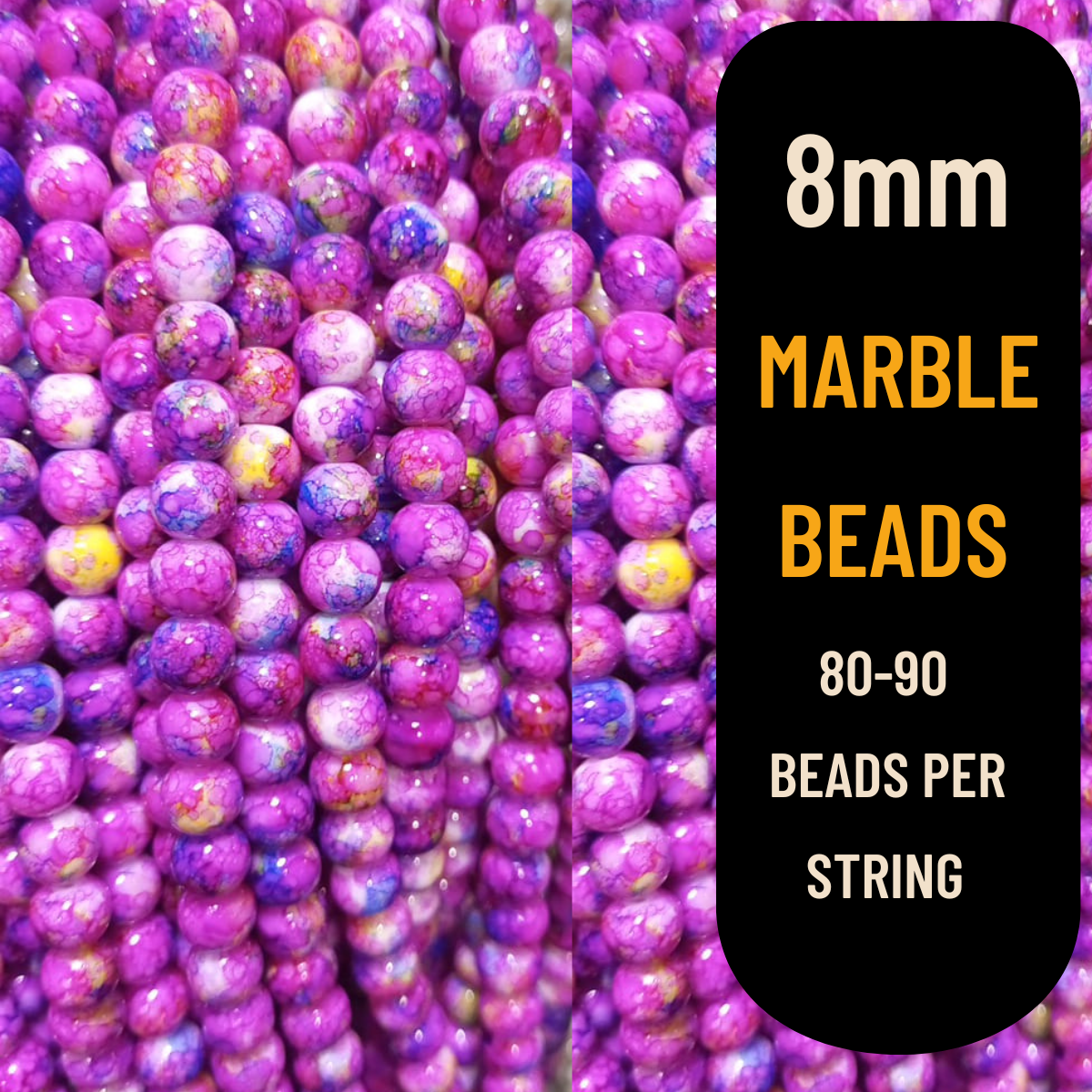 8mm Marble Beads (80-90pcs) | Premium Quality