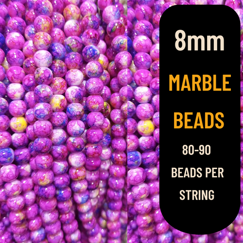 8mm Marble Beads (80-90pcs) | Premium Quality