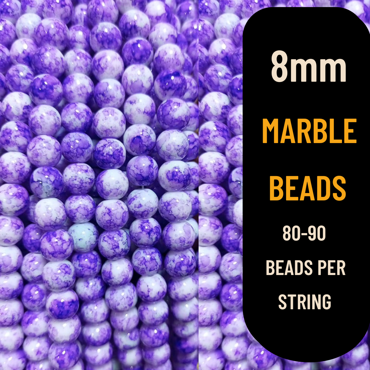 8mm Marble Beads (80-90pcs) | Premium Quality
