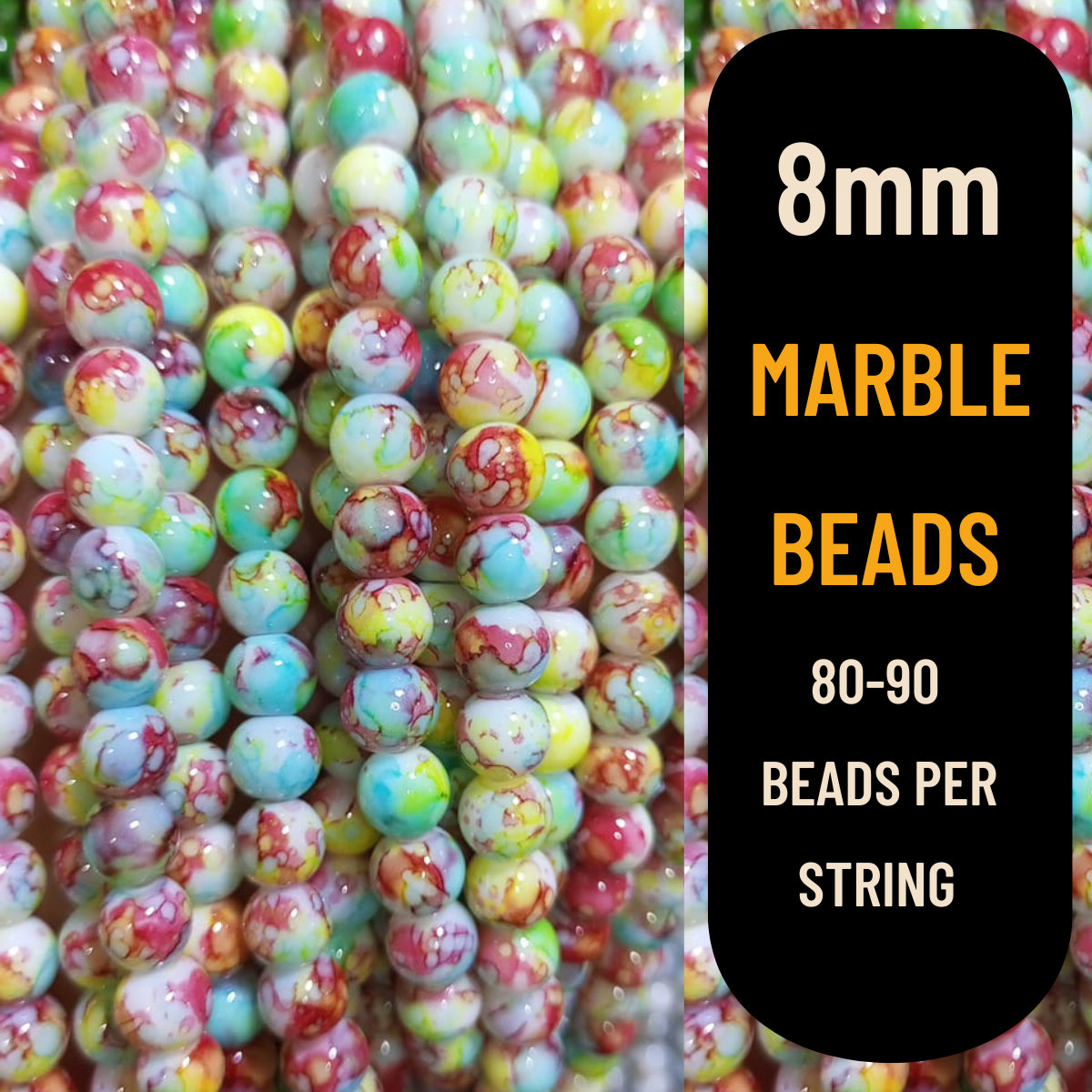8mm Marble Beads (80-90pcs) | Premium Quality