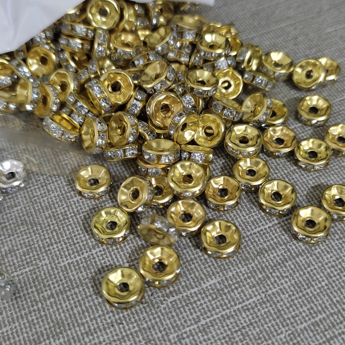 Premium Rhinestone Spacer Beads (50pcs) | Gold & Silver